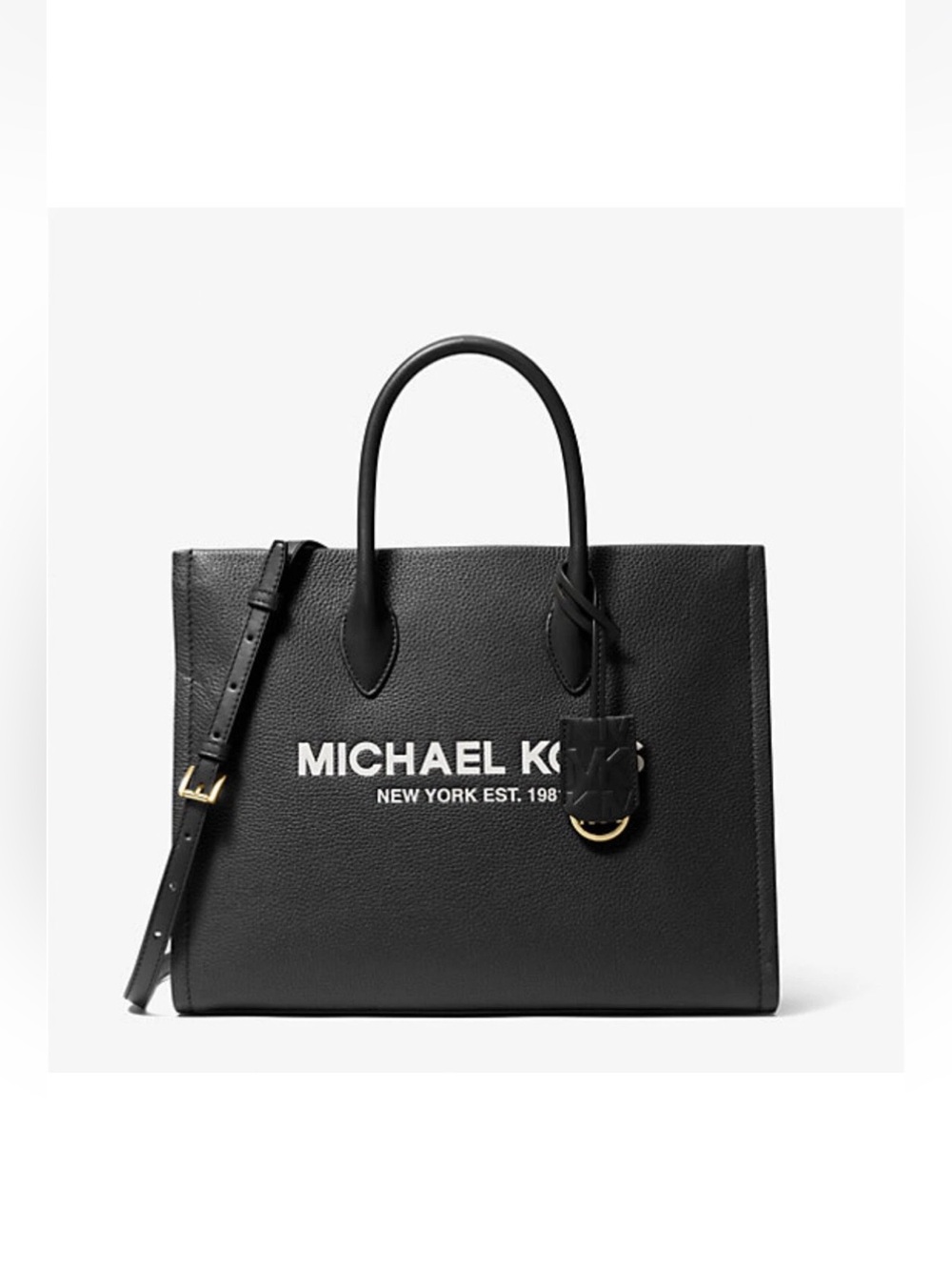 Michael Kors Black Leather Logo Tote Bag NWOT - Picture 14 of 15